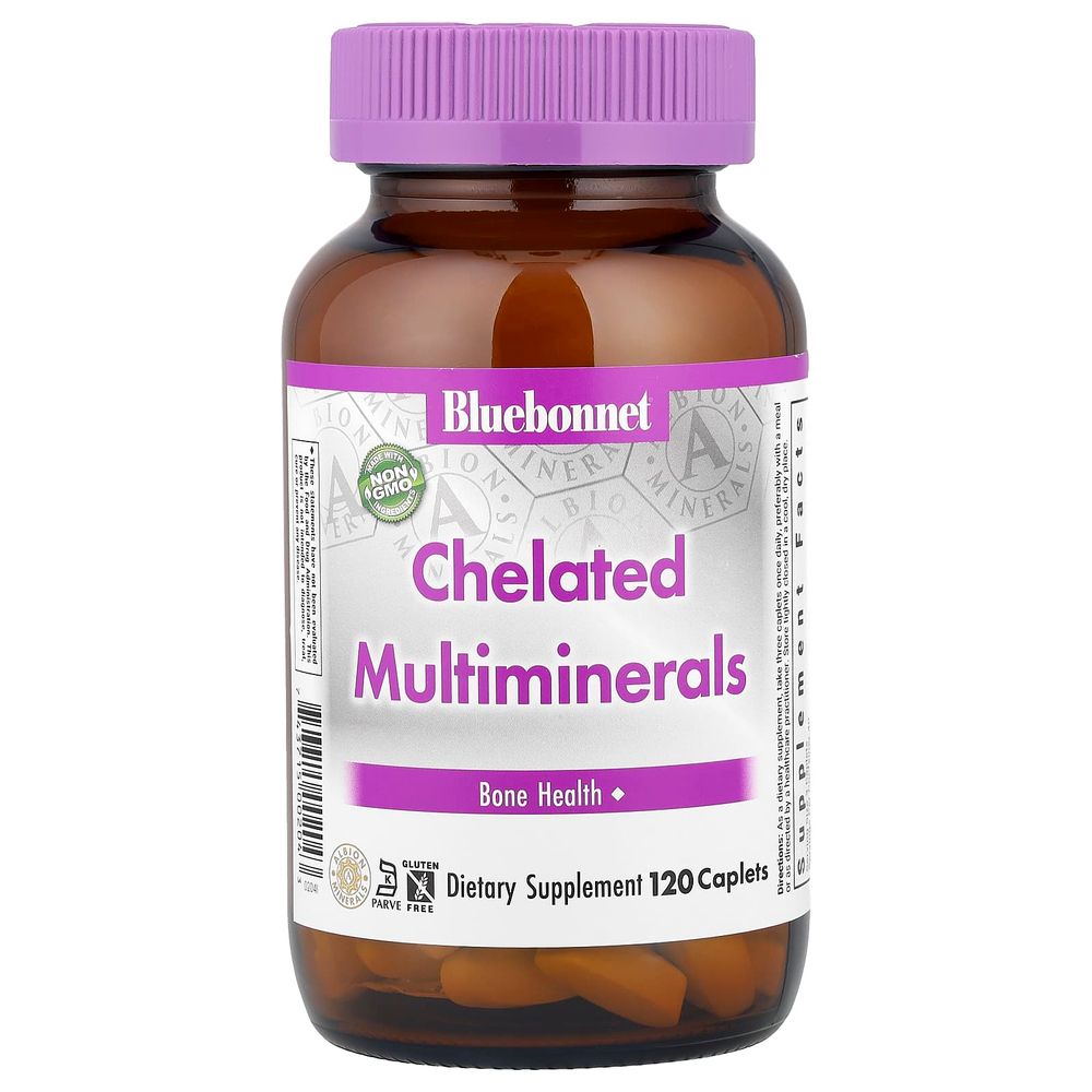 Bluebonnet Nutrition, хелатные мультиминералы, 120 капсуловидных таблеток