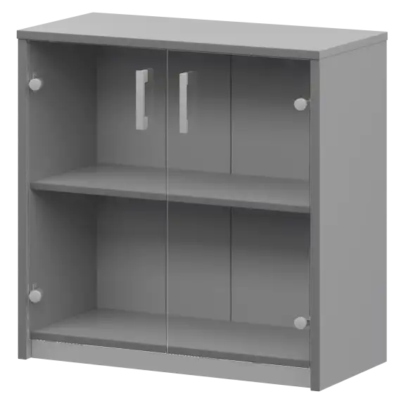 Стеллаж низкий с прозрачным стеклом А-302/А-стл302пр Серый 770x365x850 Арго