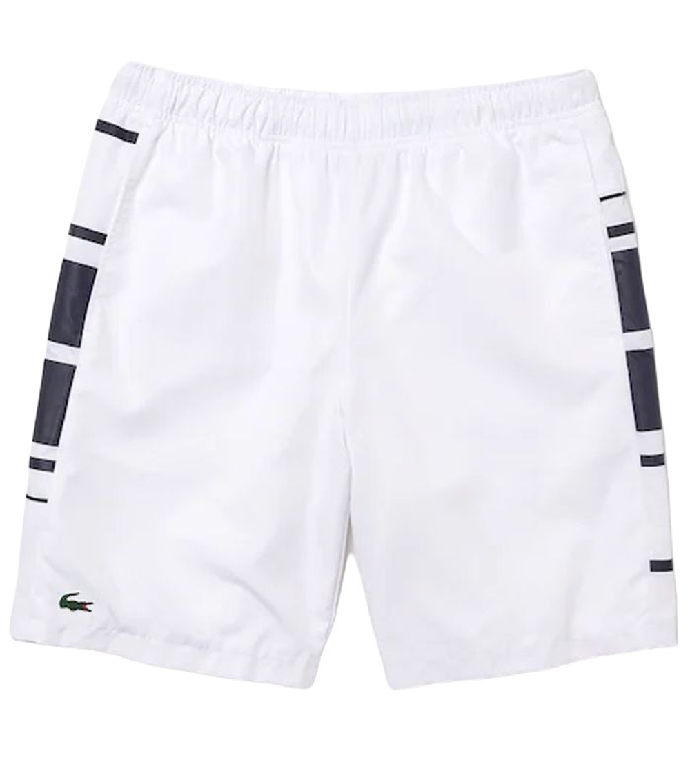 Мужские теннисные шорты Lacoste SPORT Printed Side Bands Shorts - white/navy blue