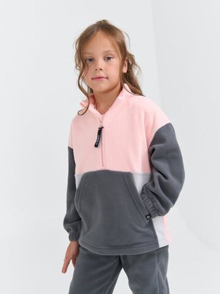 Олимпийка флисовая Колор блок "Графит/Роза"