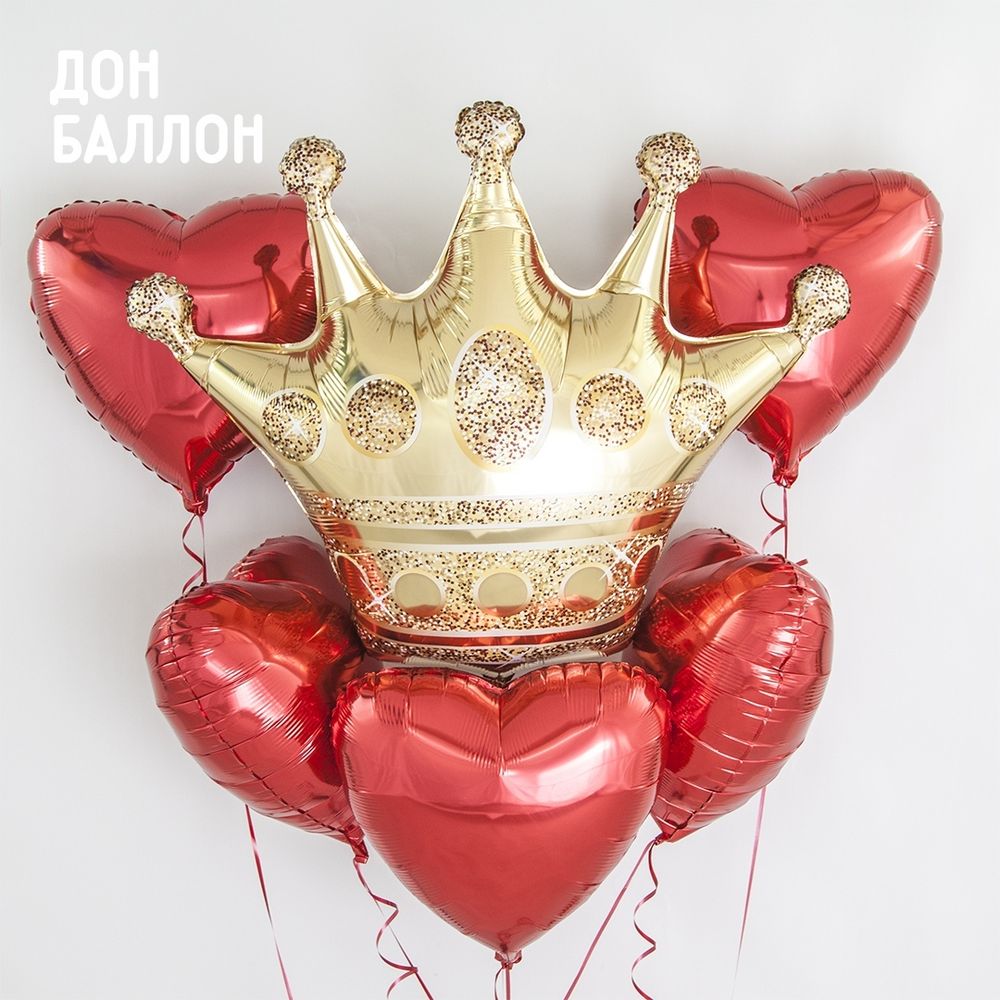 Шар (28"/71 см) Фигура, Корона, Золото 1 шт.