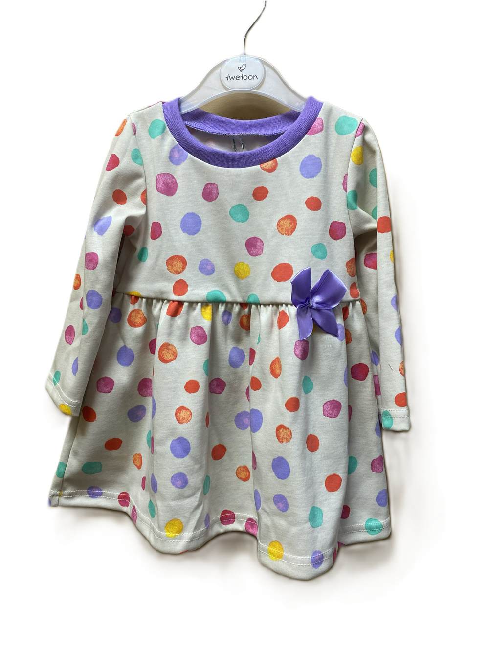 Платье на девочку из интерлока (трикотаж 100 % хлопок) с длинным рукавом на рост 74,80,86 см