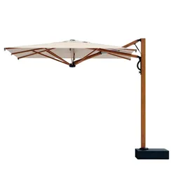 Зонт профессиональный 2.9х2.9 м с подсветкой Astro Timber, имитация ироко, слоновая кость