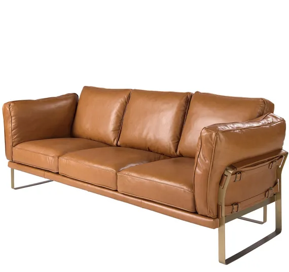 Трехместный диван Angel Cerda 6230 из кожи цвета Camel