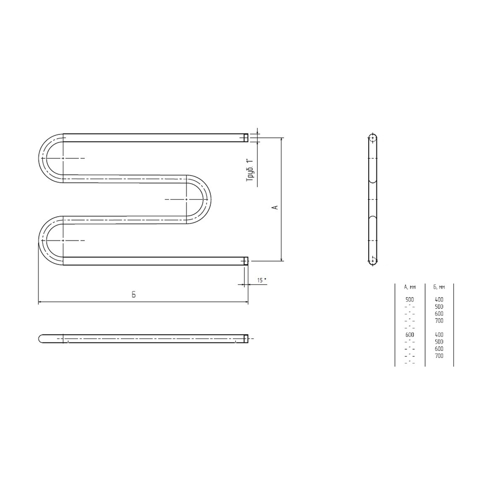 Полотенцесушитель MIXLINE SIMPLE М 60x50 1'' ПОЛИМЕР