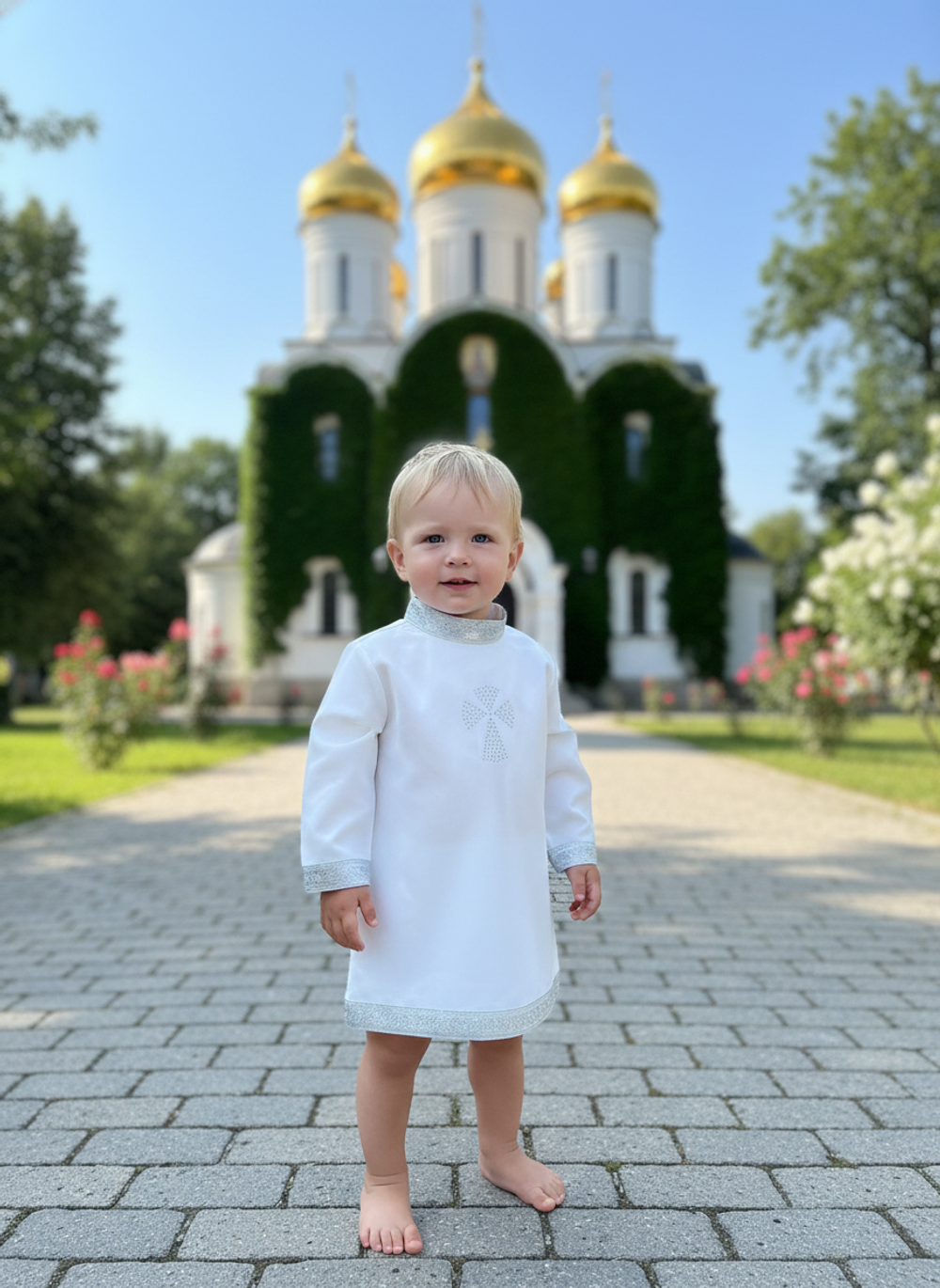 Рубашка для Крещения "Ангельские Крылья" (серебро)