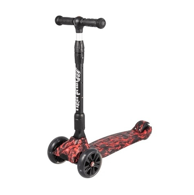 Самокат детский трехколесный светящийся складной Tech Team Tiger Print 2020 красный принт