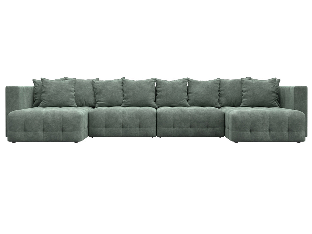 Диван П-образный Лига-052 НПБ Лонг, BRUT 08 ВЕЛЮР зеленый