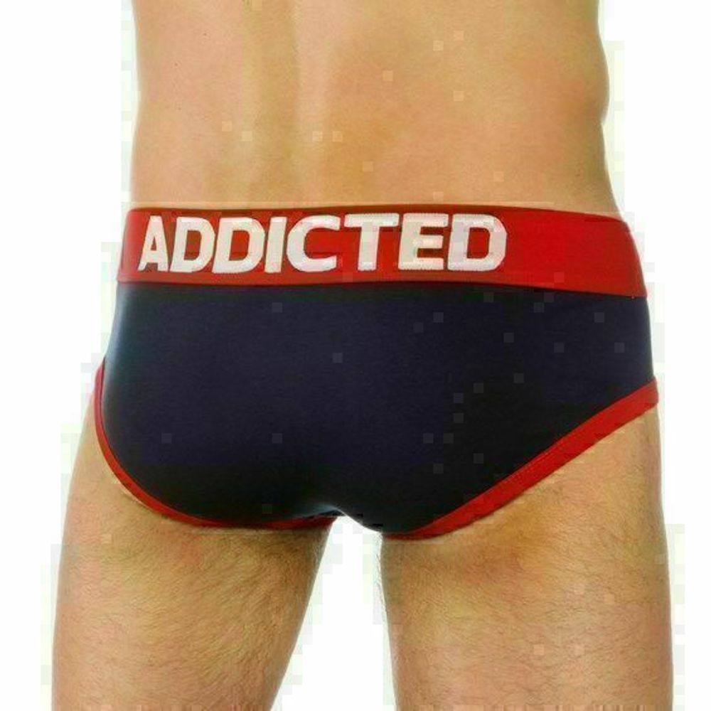 Мужские трусы брифы темно-синие с красной резинкой Seobean Addicted