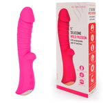 Ярко-розовый вибромассажер 5  Silicone Wild Passion - 19,1 см.