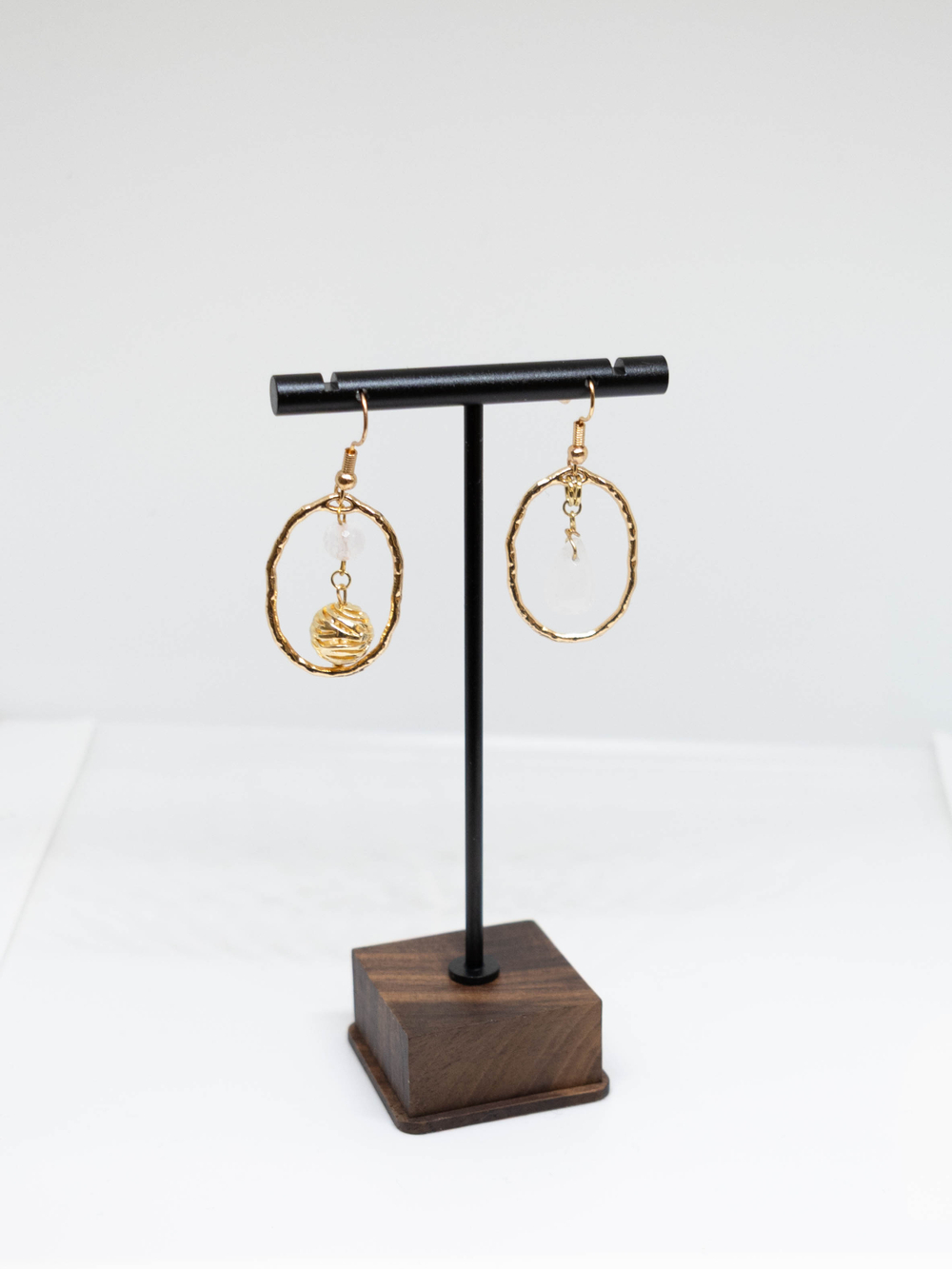 Серьги с розовым кварцем