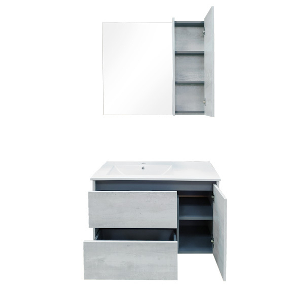 Comforty. Тумба-умывальник "Бремен-90" дуб белый с раковиной Comforty 9090EL