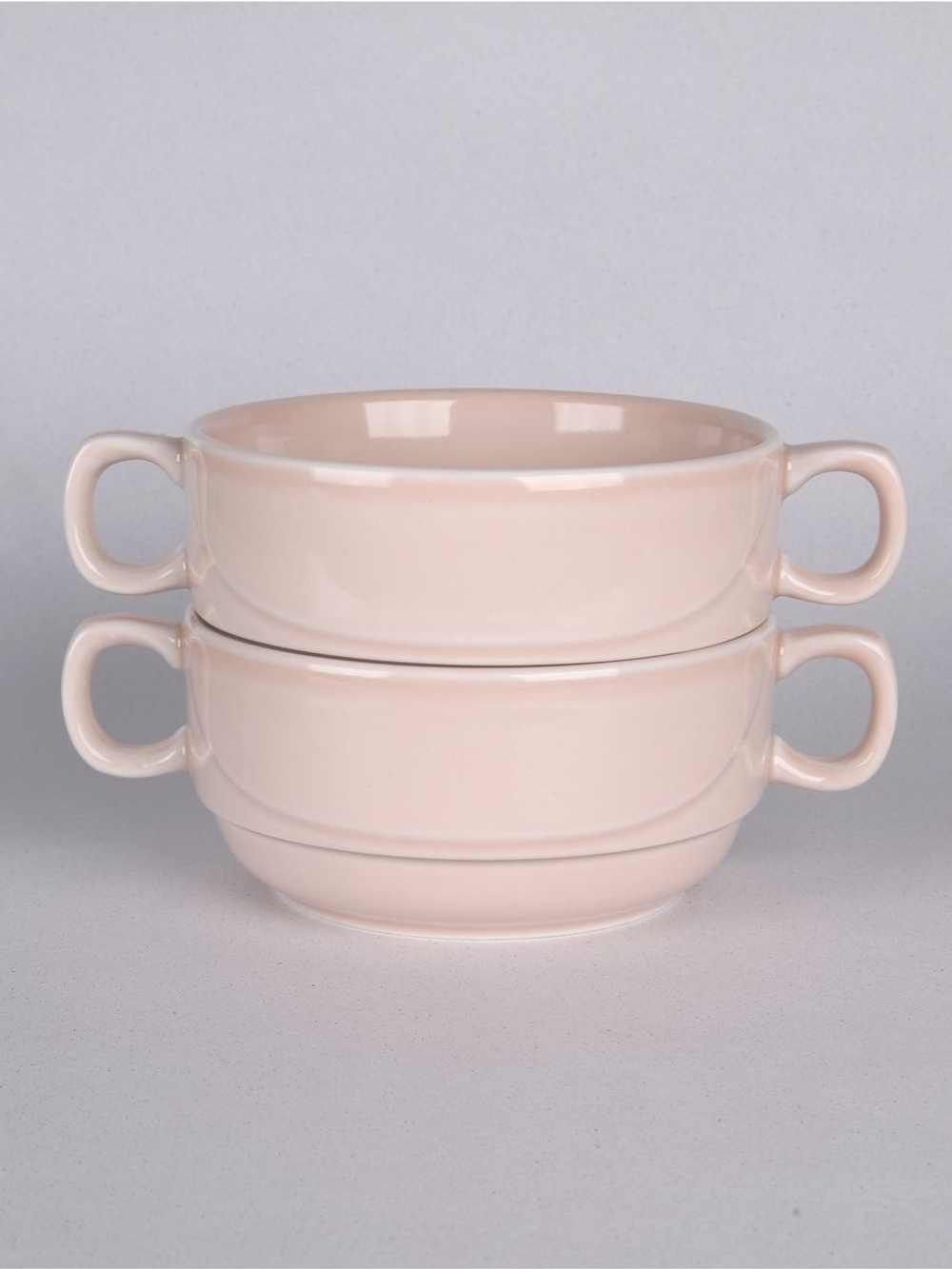 Бульонница супница с ручками фарфоровая тёмно-серый набор 2 шт в стиле акварель