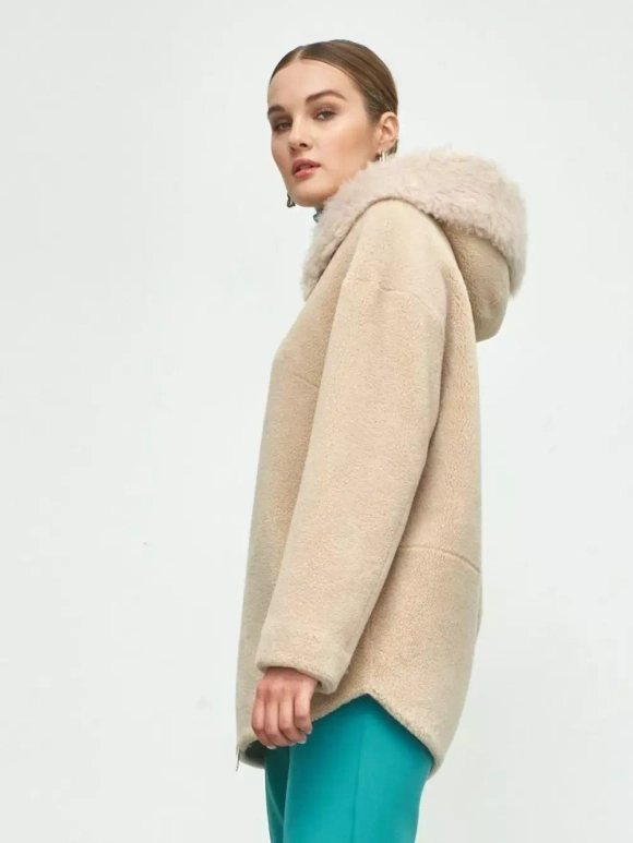 Куртка чебурашка из люкс эко - меха, бежевая, SilverFox