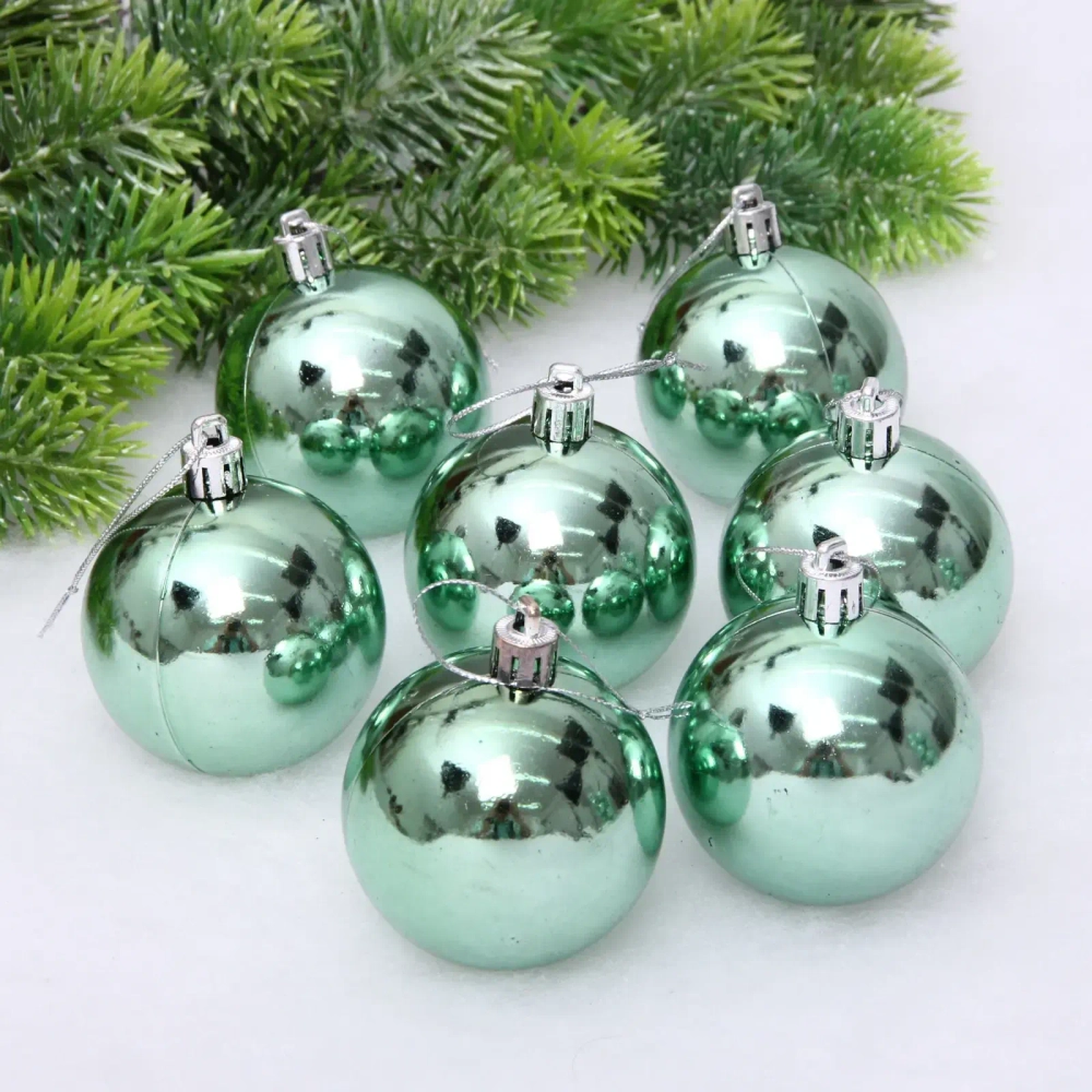 Новогодние шары 6 см (набор 24 шт) «Глянец», темный нефрит