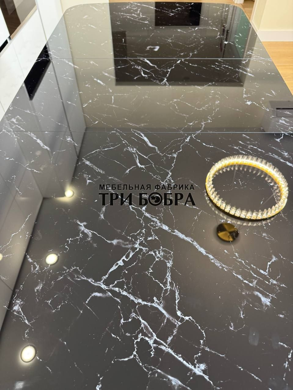 Кухонный раздвижной стол "Прадо", черный мрамор