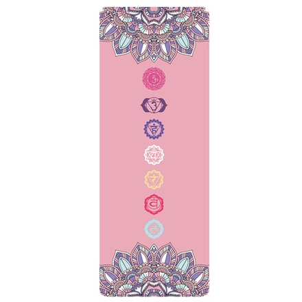 Тревел коврик для йоги Chakras Pink 185*68*0,1 см из микрофибры и каучука