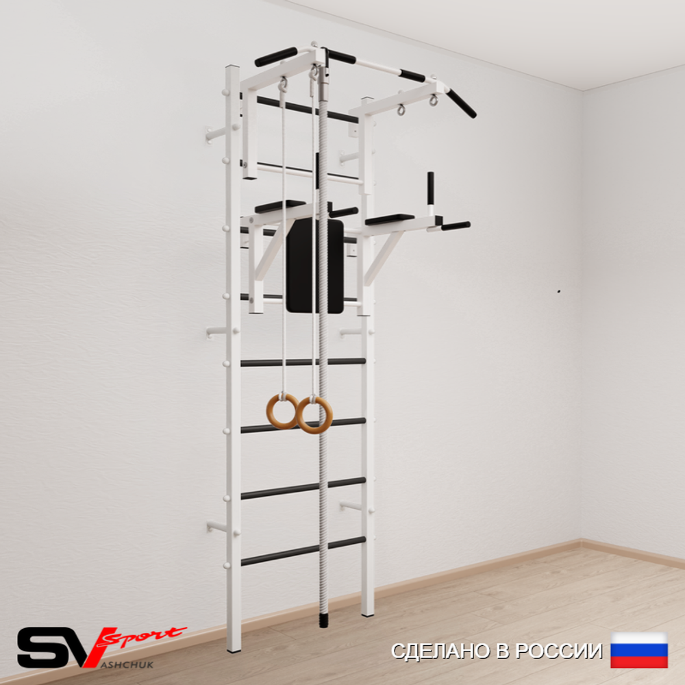 Шведская стенка Sv Sport усиленная 674 (Турник стандарт/Брусья/Канат/Кольца)