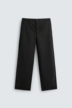 ZARA БРЮКИ BALLOON FIT ИЗ РЕЛЬЕФНОЙ ТКАНИ, ЧЕРНЫЙ