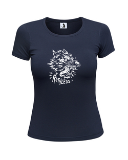 Футболка Безжалостный волк женская приталенная темно-синяя