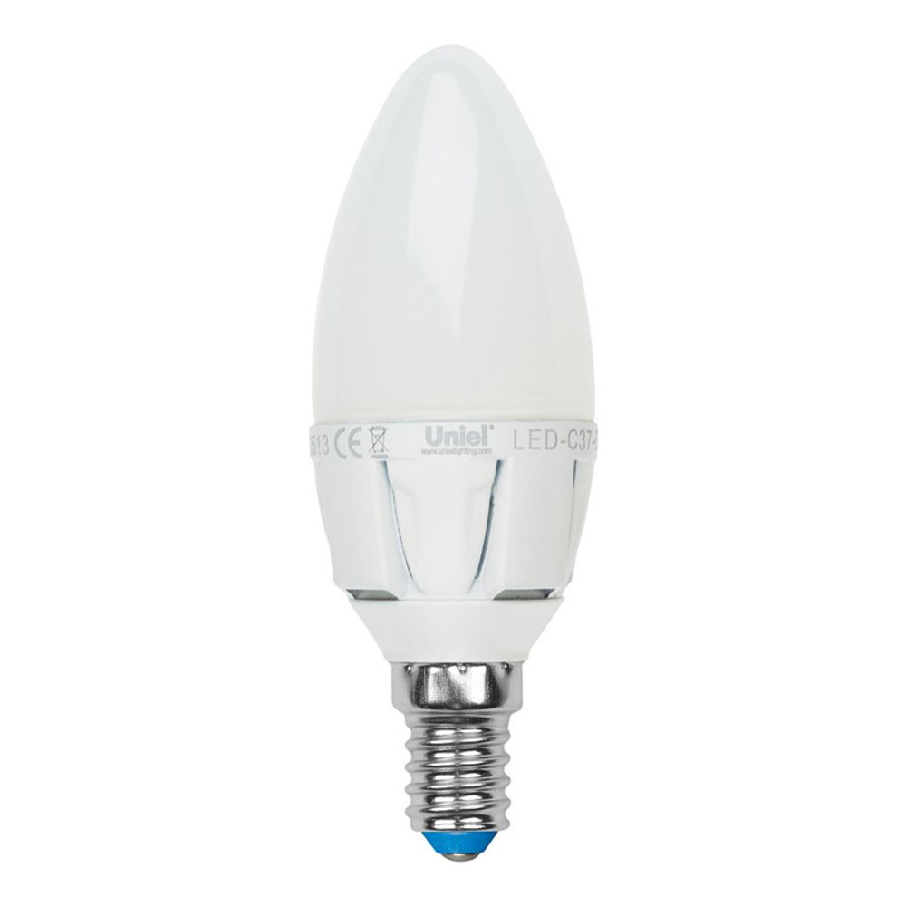 LED-C37-6W/NW/E14/FR ALP01WH Лампа светодиодная. Форма свеча, матовая колба. Материал корпуса алюминий. Цвет свечения белый. Серия Palazzo. Упаковка