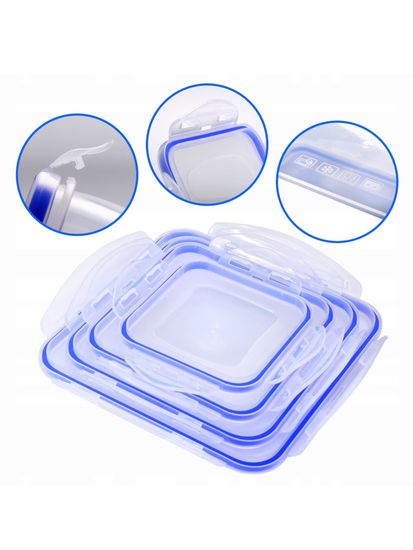 Набор герметичных контейнеров 4 шт. 0,4 л; 0,8 л; 1,35 л; 2 л. Kamille KM 20002 квадратные