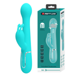 Мятный вибратор-кролик Dejon с ротацией бусин и возвратно-поступательными движениями - 22,6 см. (Цвет: мятный)