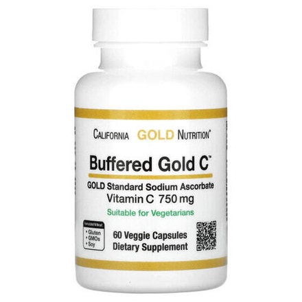 Витамин C Buffered Gold C, GOLD Standard Sodium Ascorbate (Vitamin C), 750 mg, 60 Veggie Capsules