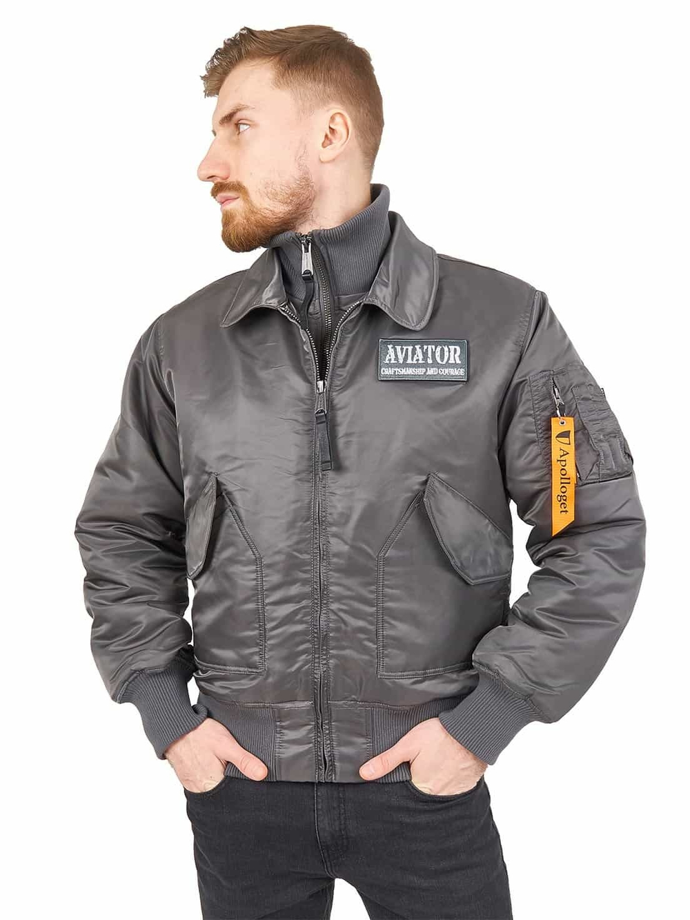 Куртка Бомбер - Aviator Apolloget (серая - gun grey)