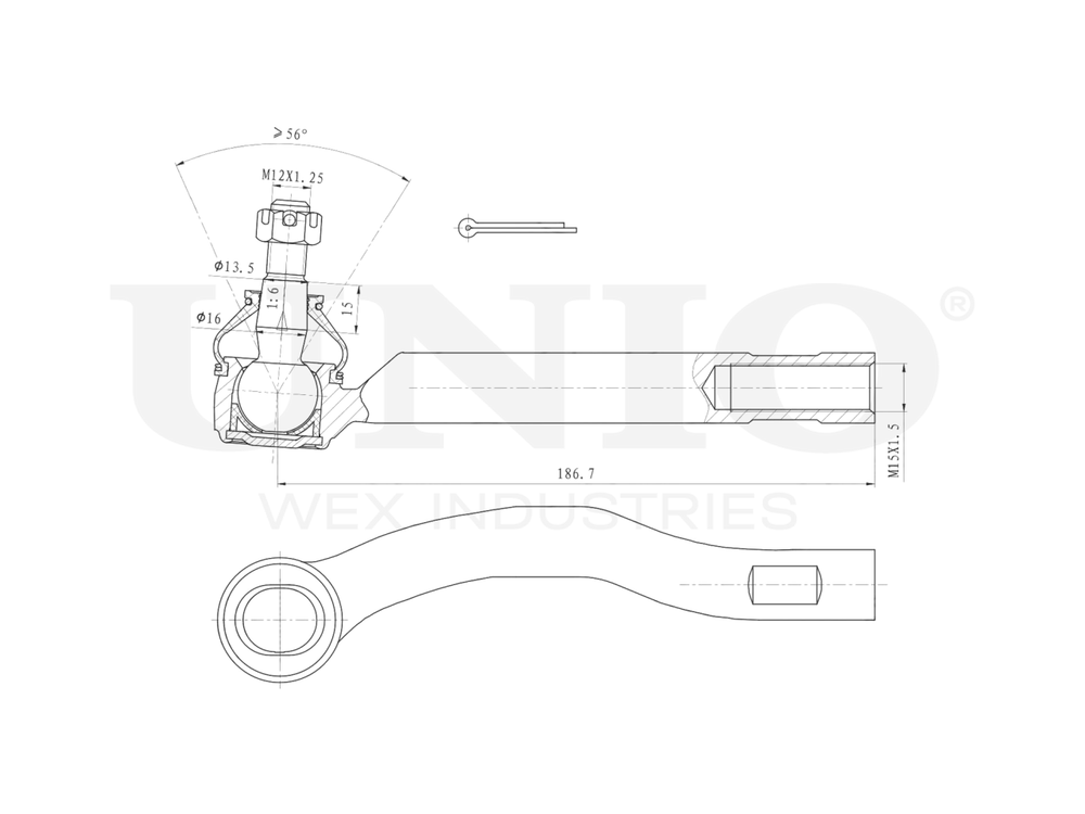 Наконечник рулевой левый UNIO SSP-10111