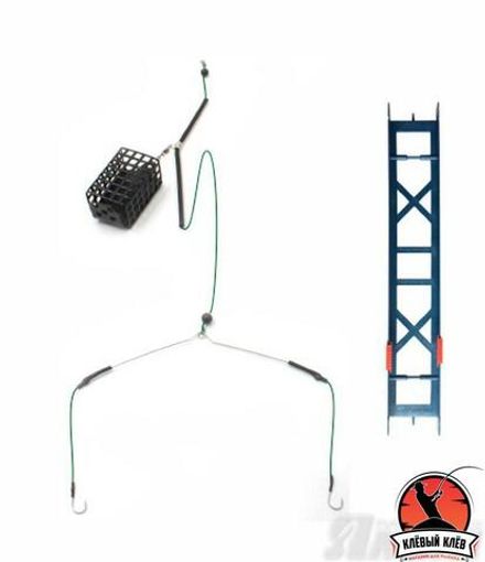 Оснастка фидерная Яман «Лещ №2», кормушка 60 г, коромысло 16 см, плетеный шнур 0,25 мм, крючок №6 Chinu Ring, на мотовиле