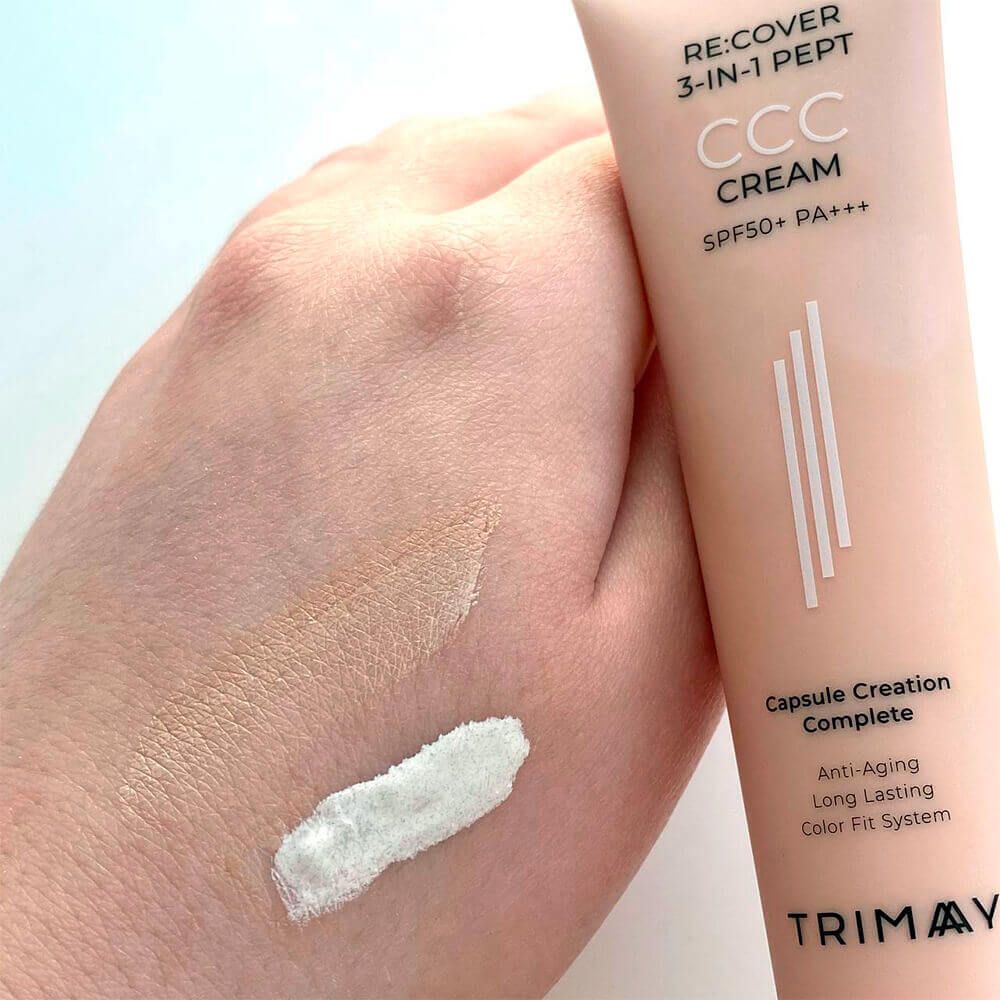 TRIMAY Антивозрастной ухаживающий ССС крем с пептидами Recover 3-in-1 Pept CCC Cream SPF50+PA+++ 30 ml