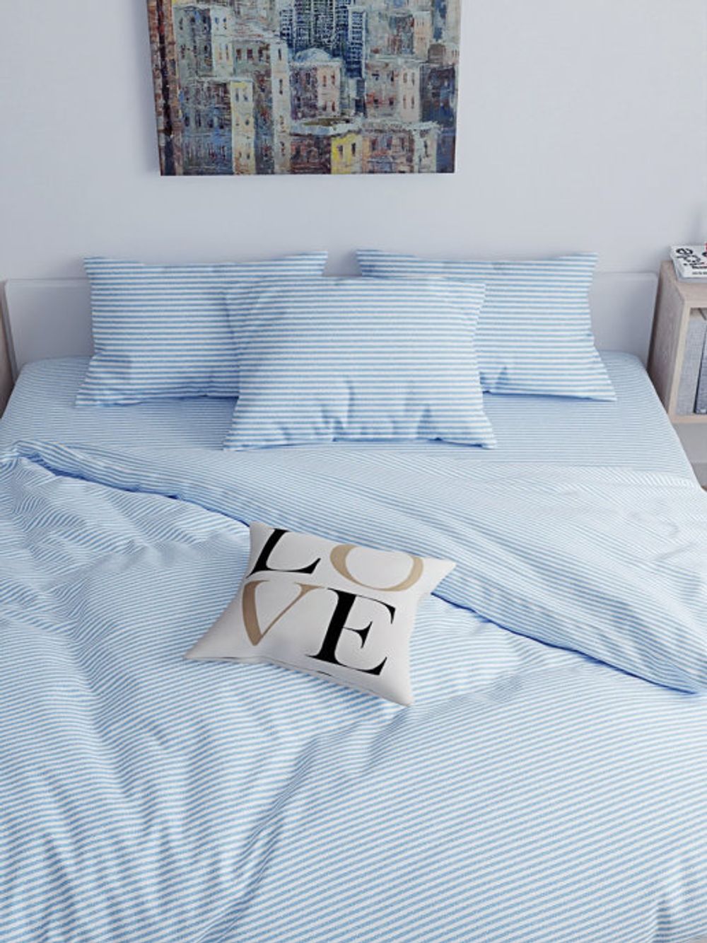 Наволочка комплект 2шт Сказка "Биг Бен полоска" 70х70 см, перкаль