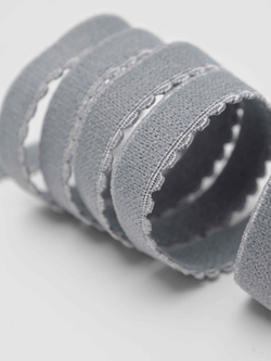 Резинка отделочная темно-серая ажурная 10 мм с учетом фестона