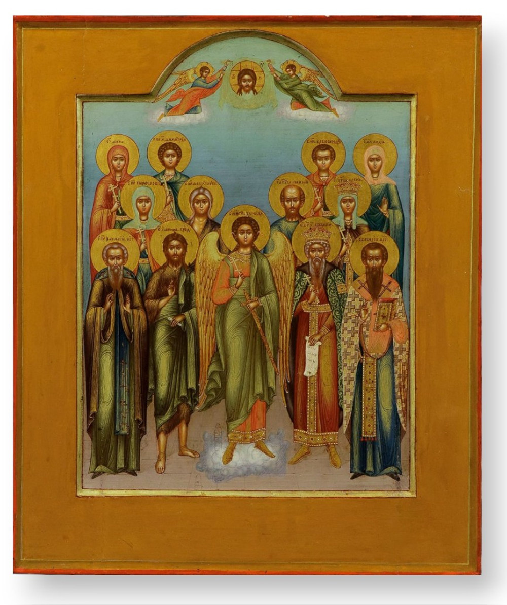 Икона Ангела Хранителя с Собором избранных  Святых