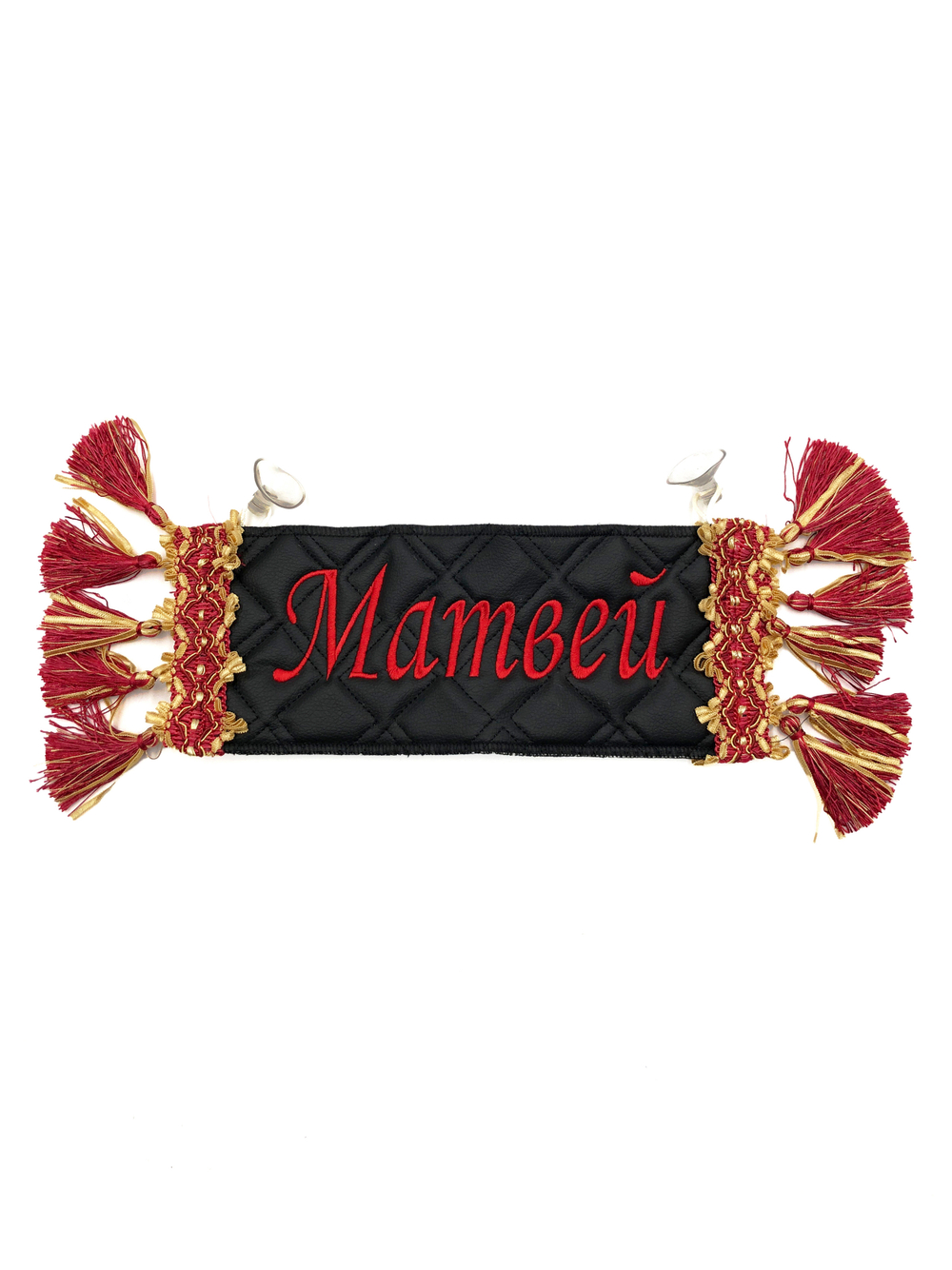 Карман Матвей (черный с красной вышивкой, экокожа)