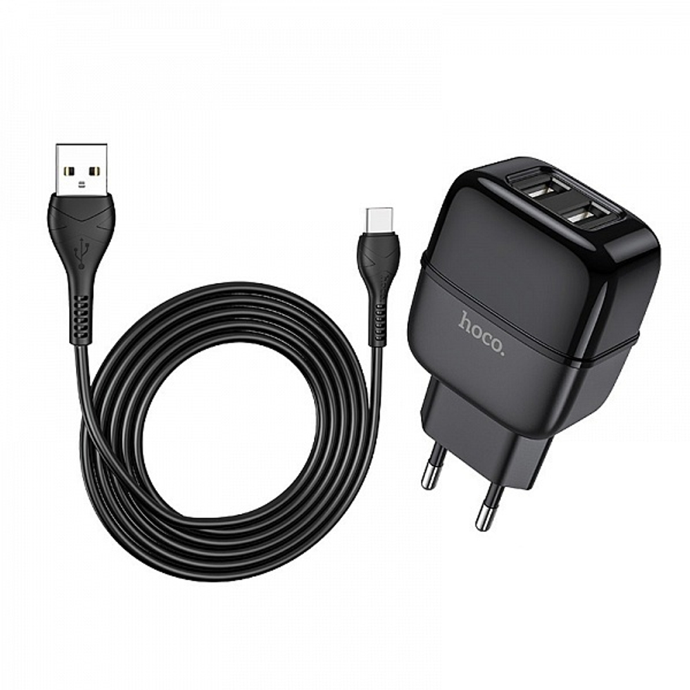 Сетевое зарядное устройство с кабелем Type-C 1-метр 2.4A HOCO-C77A