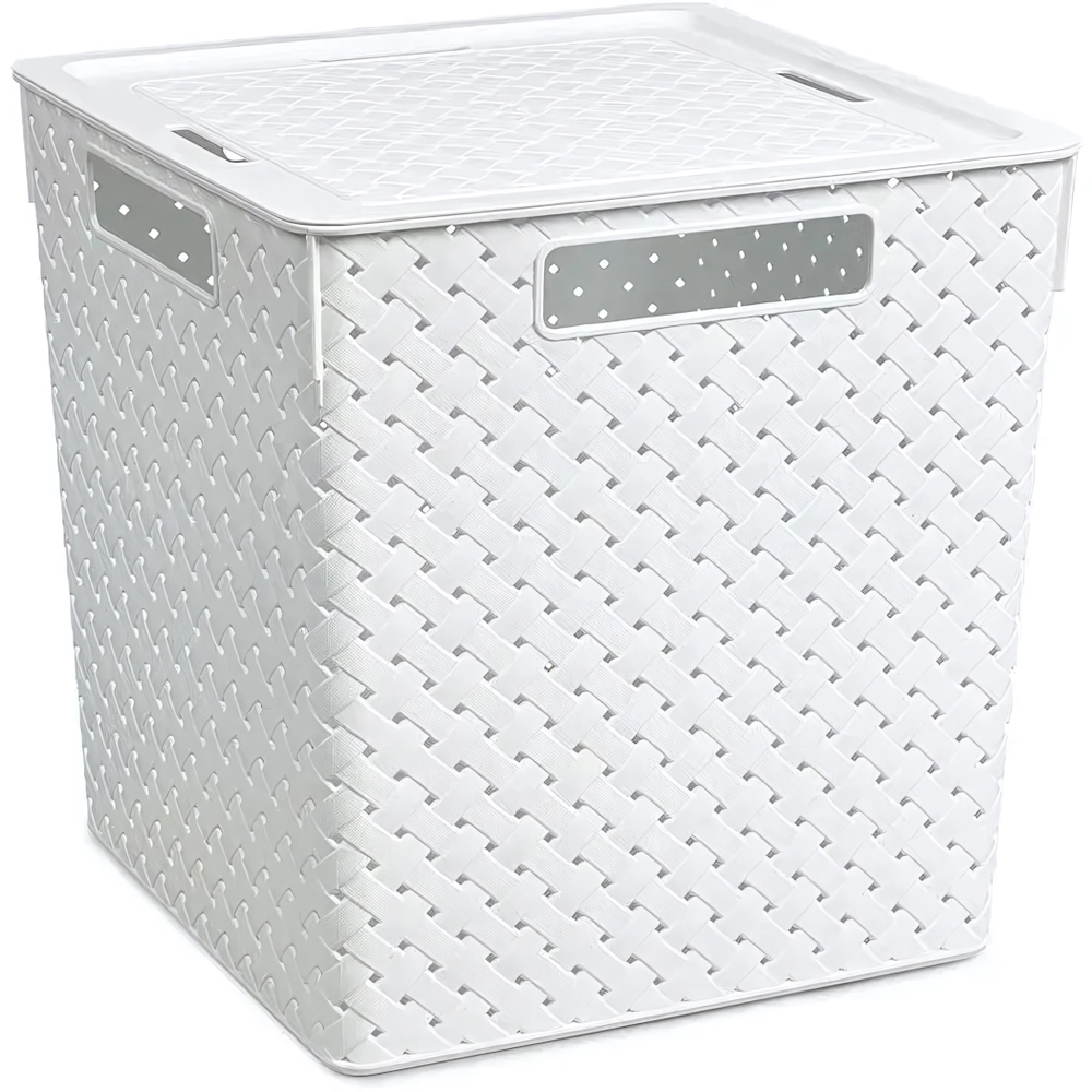 Коробка для хранения квадратная Береста с крышкой 23л 294х301 (белый)