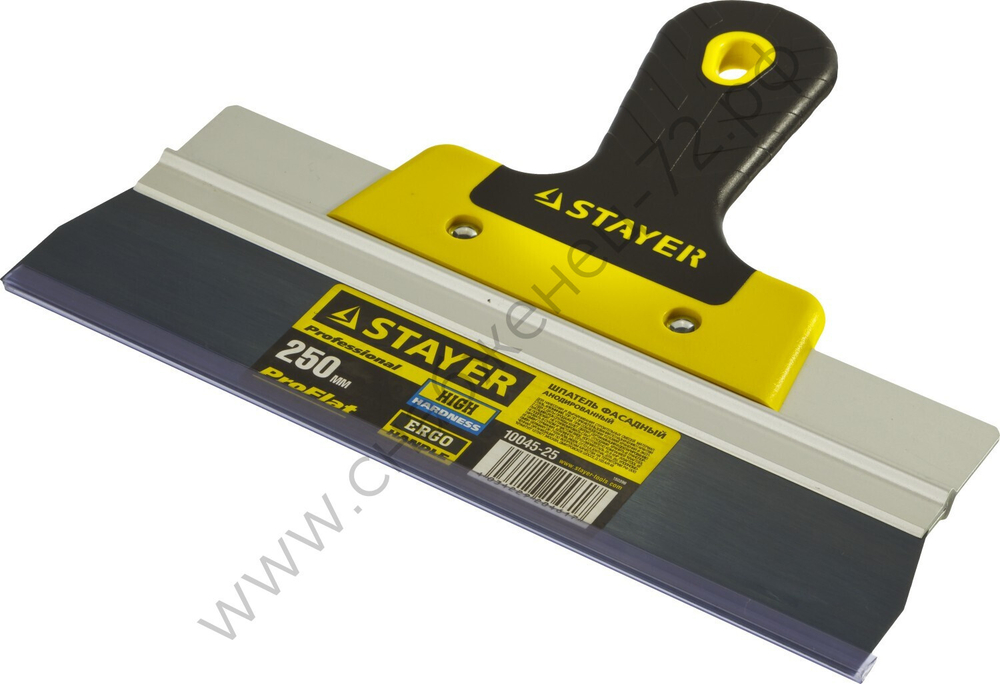 STAYER ProFLat 250 мм, усиленная алюминиевая направляющая двухкомпонентная ручка, анодированный, Фасадный шпатель, PROFESSIONAL (10045-25)