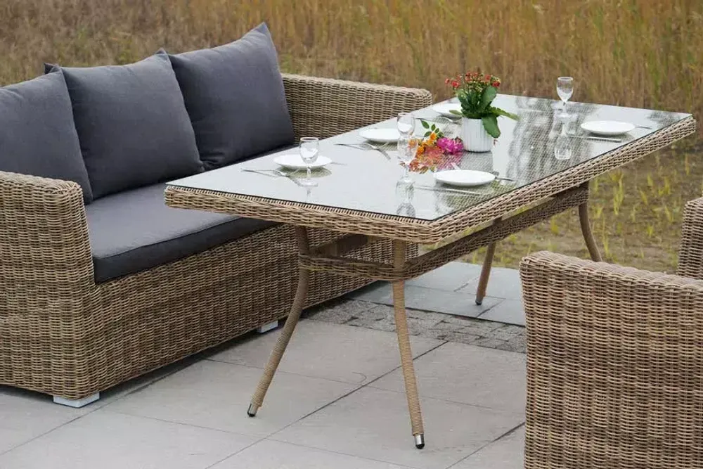 "Моккачино" обеденная группа из искусственного ротанга, цвет соломенный