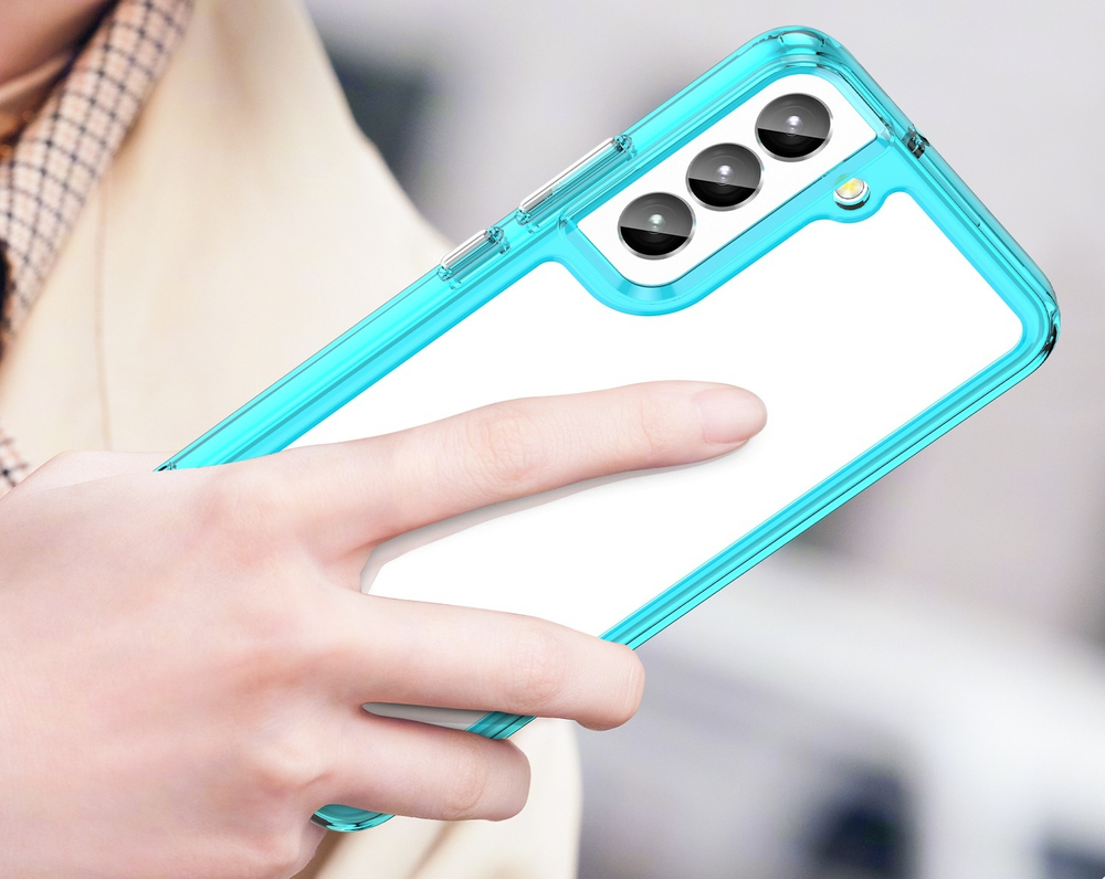 Чехол с усиленными боковыми рамками бирюзового цвета для Samsung Galaxy S23+ Плюс, мягкий отклик кнопок