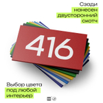 Номер на дверь 416, табличка на дверь для офиса, квартиры, кабинета, аудитории, склада, красная 120х70 мм, Айдентика Технолоджи