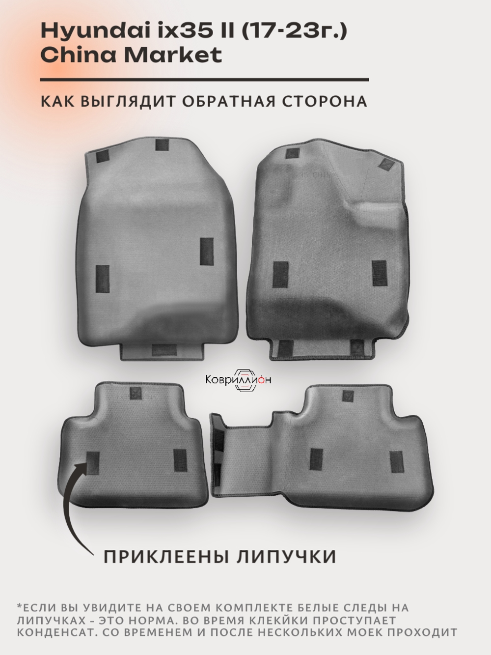 Автомобильные коврики ЭВА с бортами для Hyundai ix35 II (17-23г.) China Market