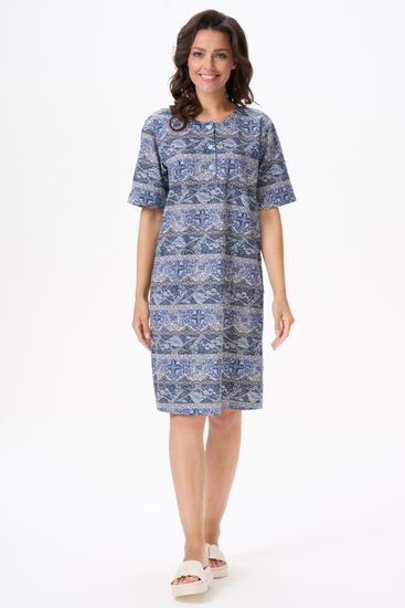Платье женское с коротким рукавом и круглым вырезом Лори N0111-E96.2F03 сине-голубое