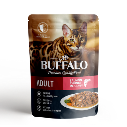 MR.BUFFALO Adult Salmon Влажный корм для взрослых кошек с лососем в соусе, 85 г