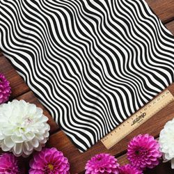 Ткань таффета волны чёрно-белые