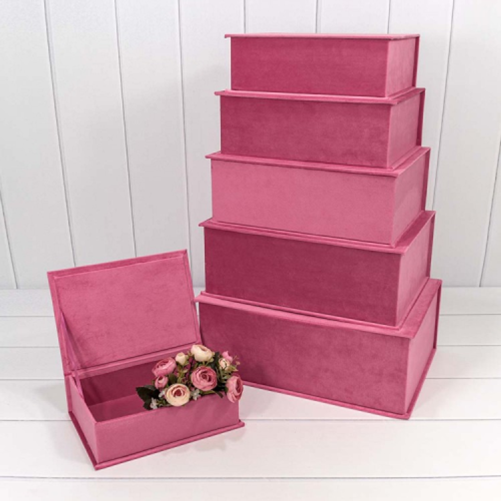 Коробка 39.5х27.5х15 см Набор 6 шт "Книжка" Бархат (Розовый)