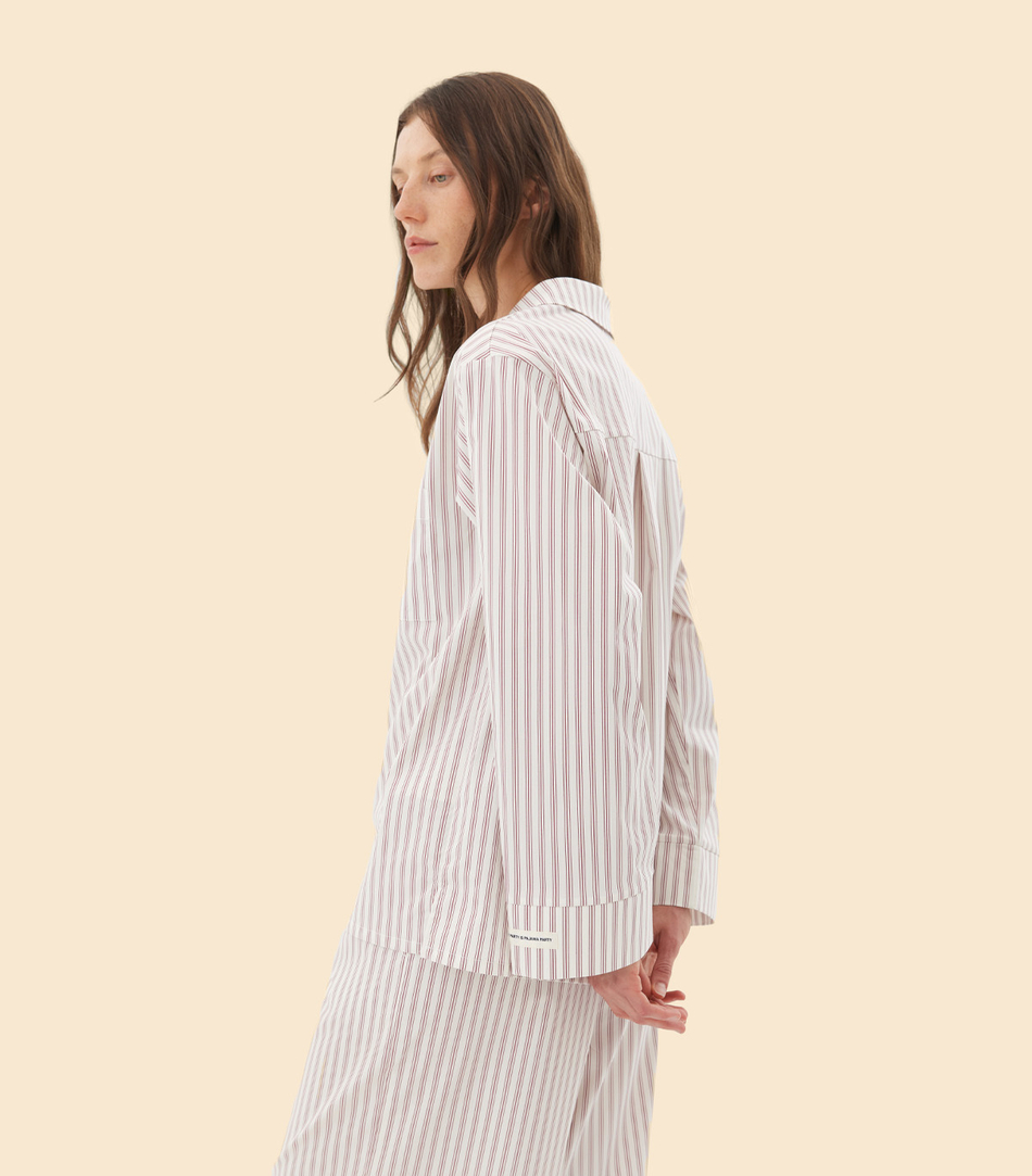 Пижама CHERRY & MILK STRIPES - Бордово-белый - Small