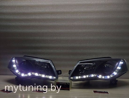 Передние фары tru drl black для VW Passat B6