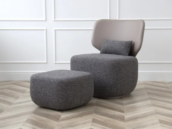 Пуф E5.2, 54х54х34 см, серая рогожка